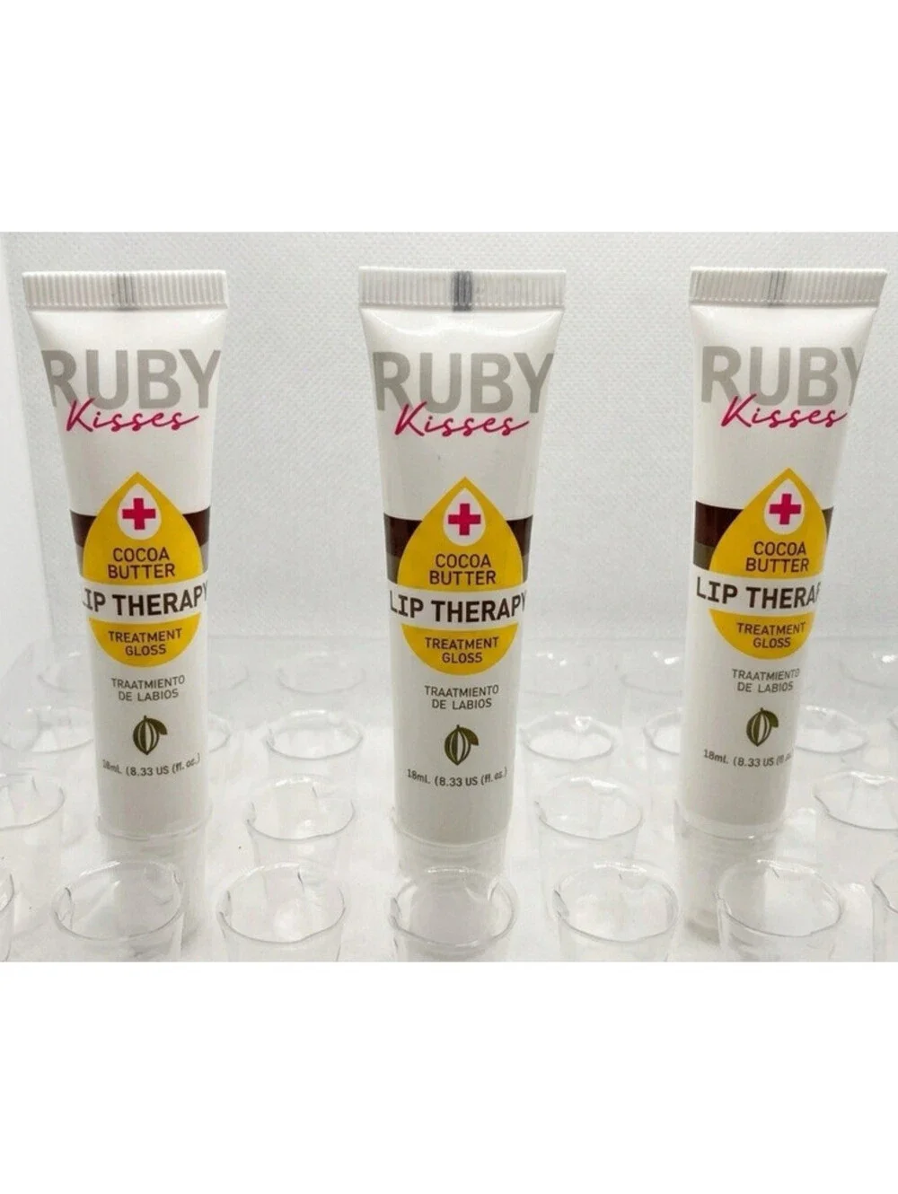 Ruby Kisses Cocoa Butter Hydrating Lip Therapy Treatment Gloss 3 Pack Clear New
